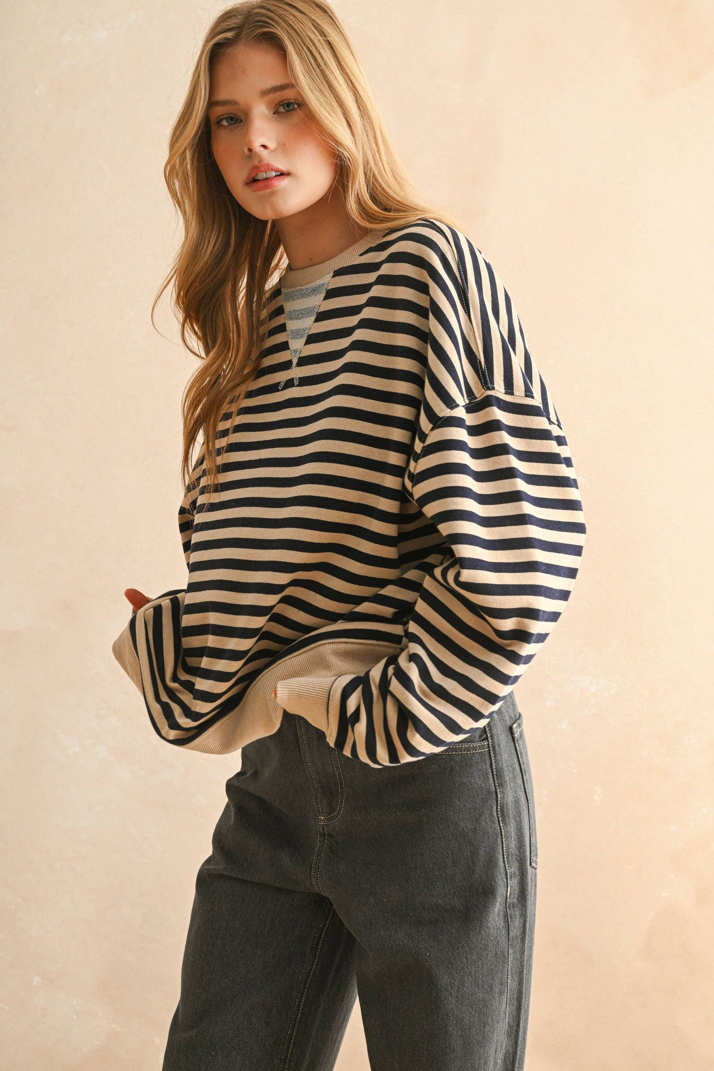 Striped Knitted Long Sleeve Pullover