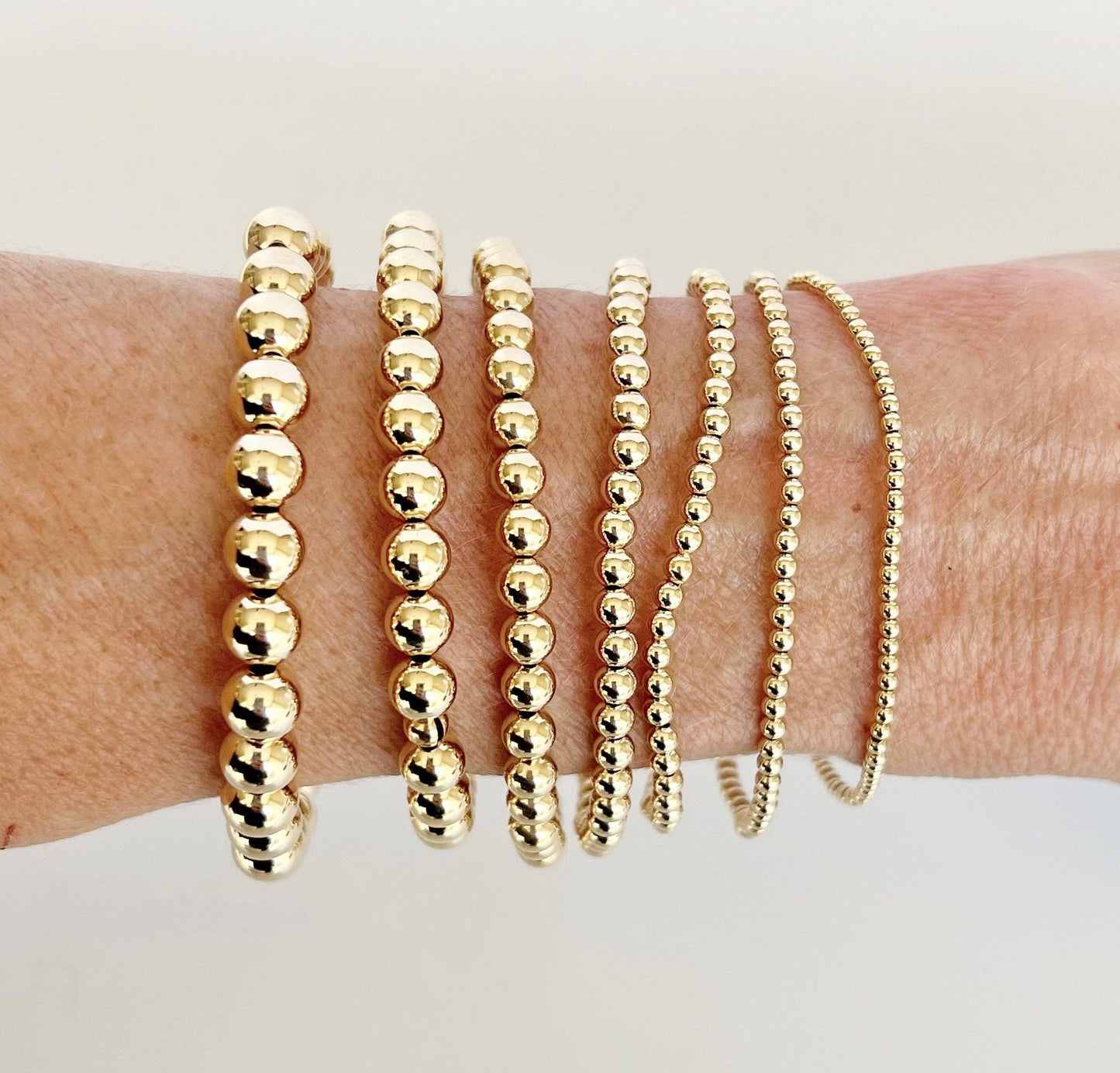 14k Gold Filled Beaded Bracelets: 5mm, size 7"