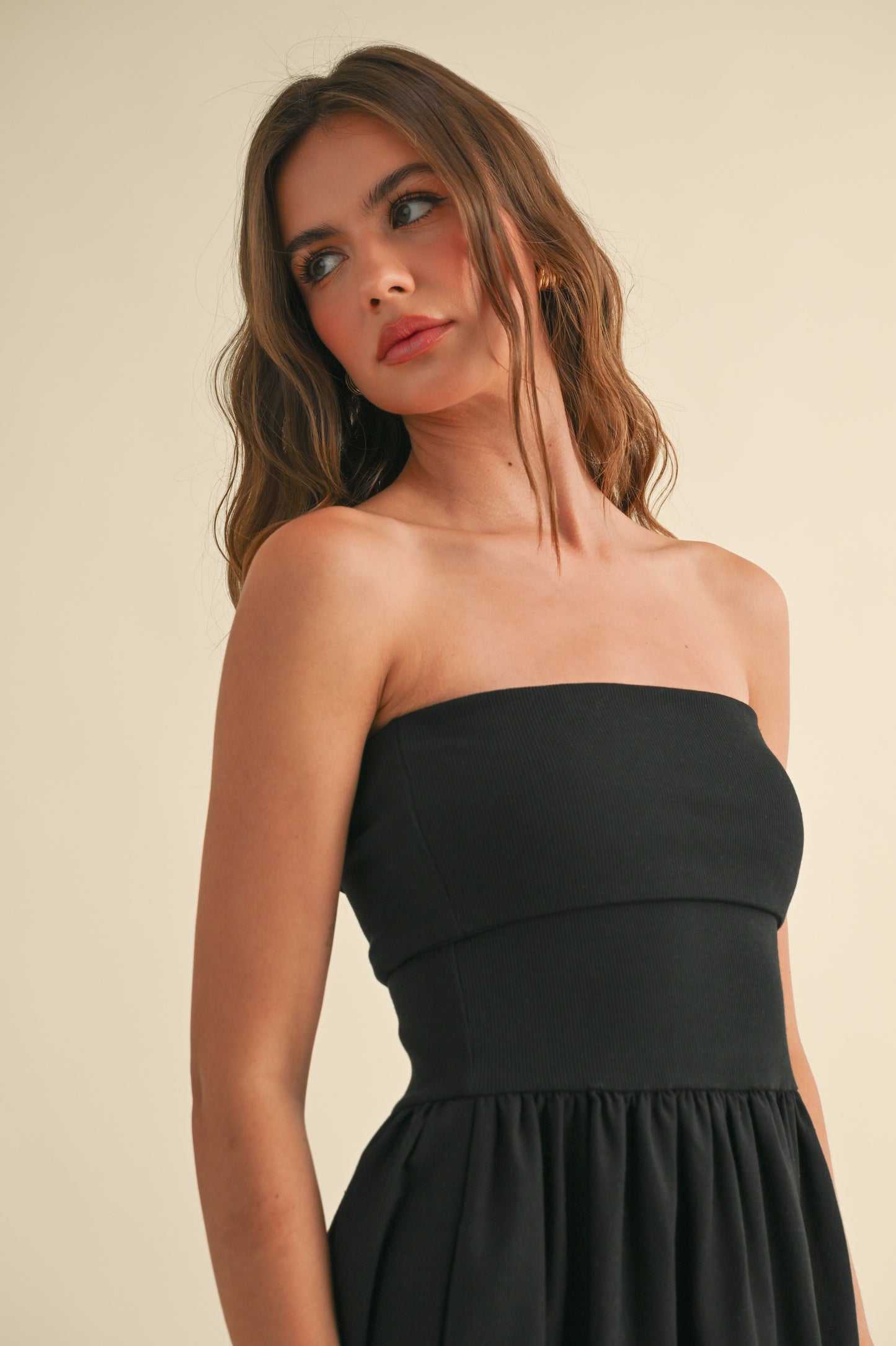 Linen Dress with Ribbed Top