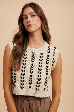 Contrast Stitch Fisherman Sweater Vest