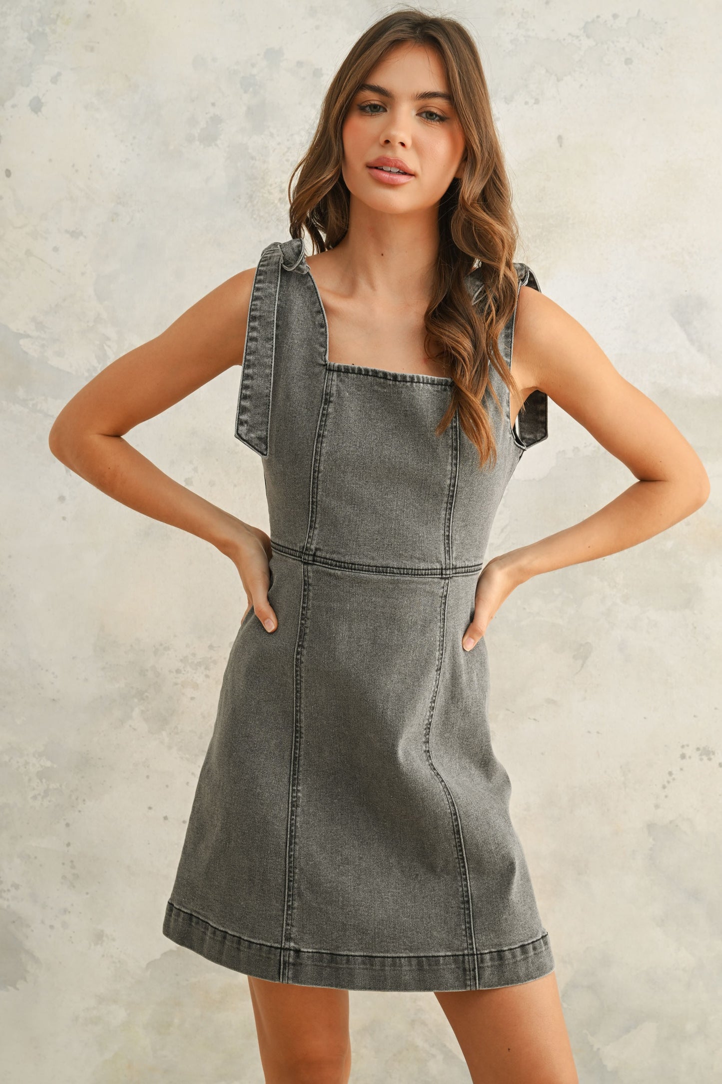 Stretch Cotton Tie On Sleeve Dress