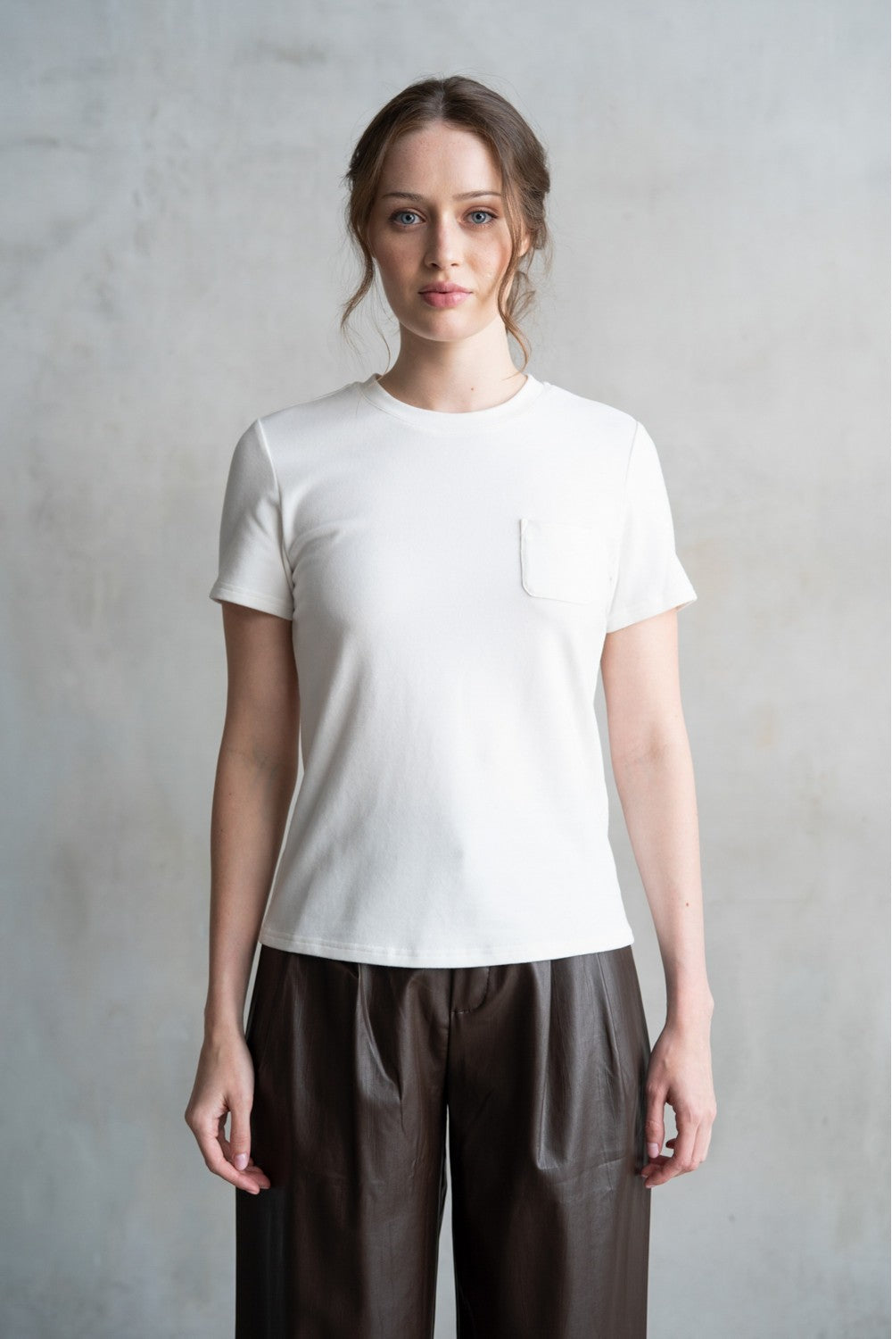 CREW NECK T-SHIRT WITH POCKET: White