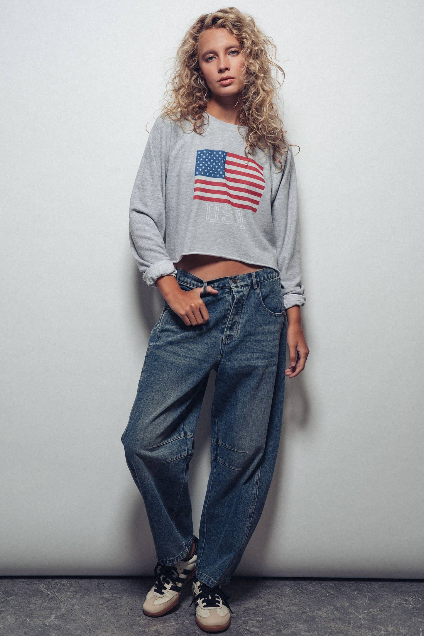 Medium Wash Barrel Leg Denim Jeans