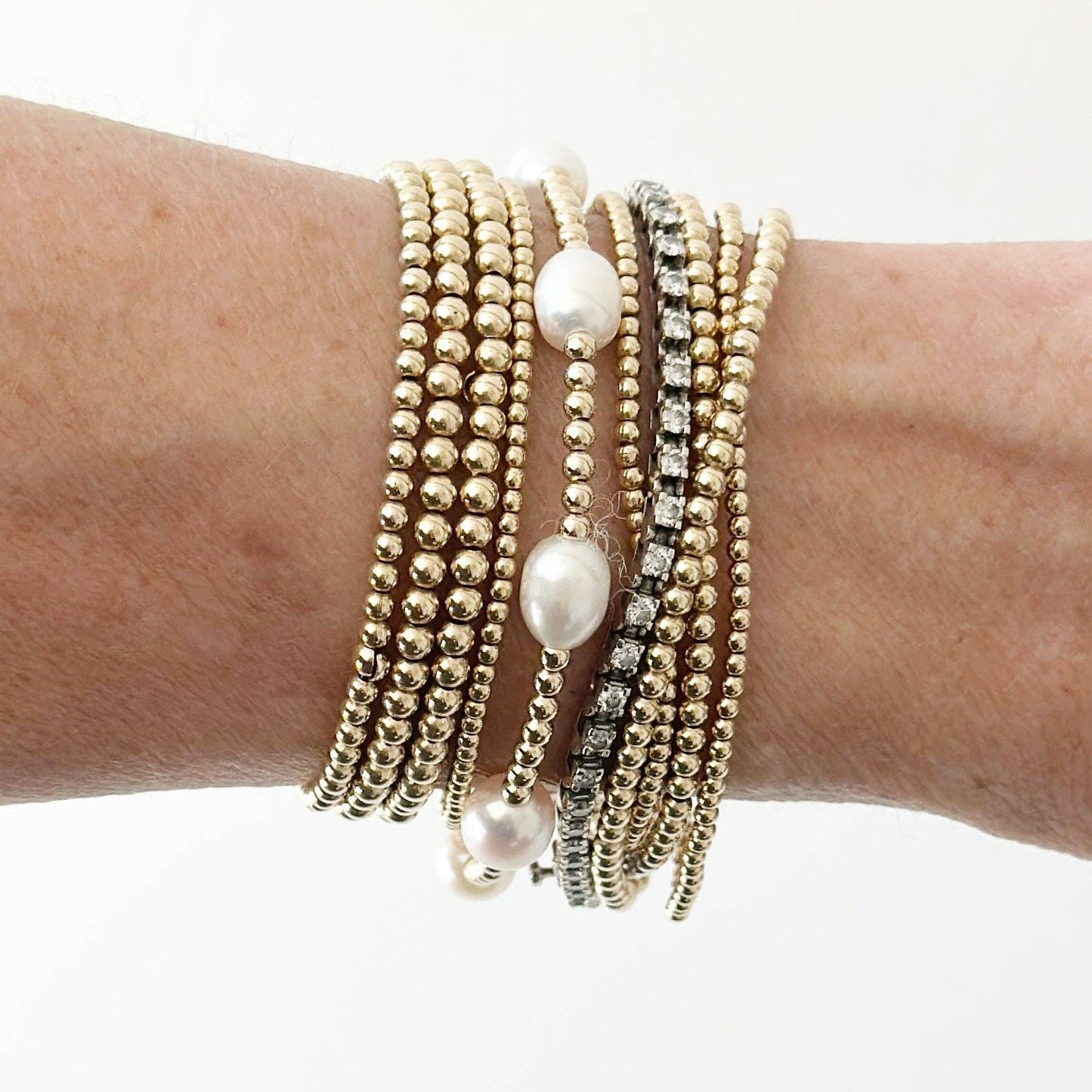 Poppy Pearl Gold Bead Bracelet