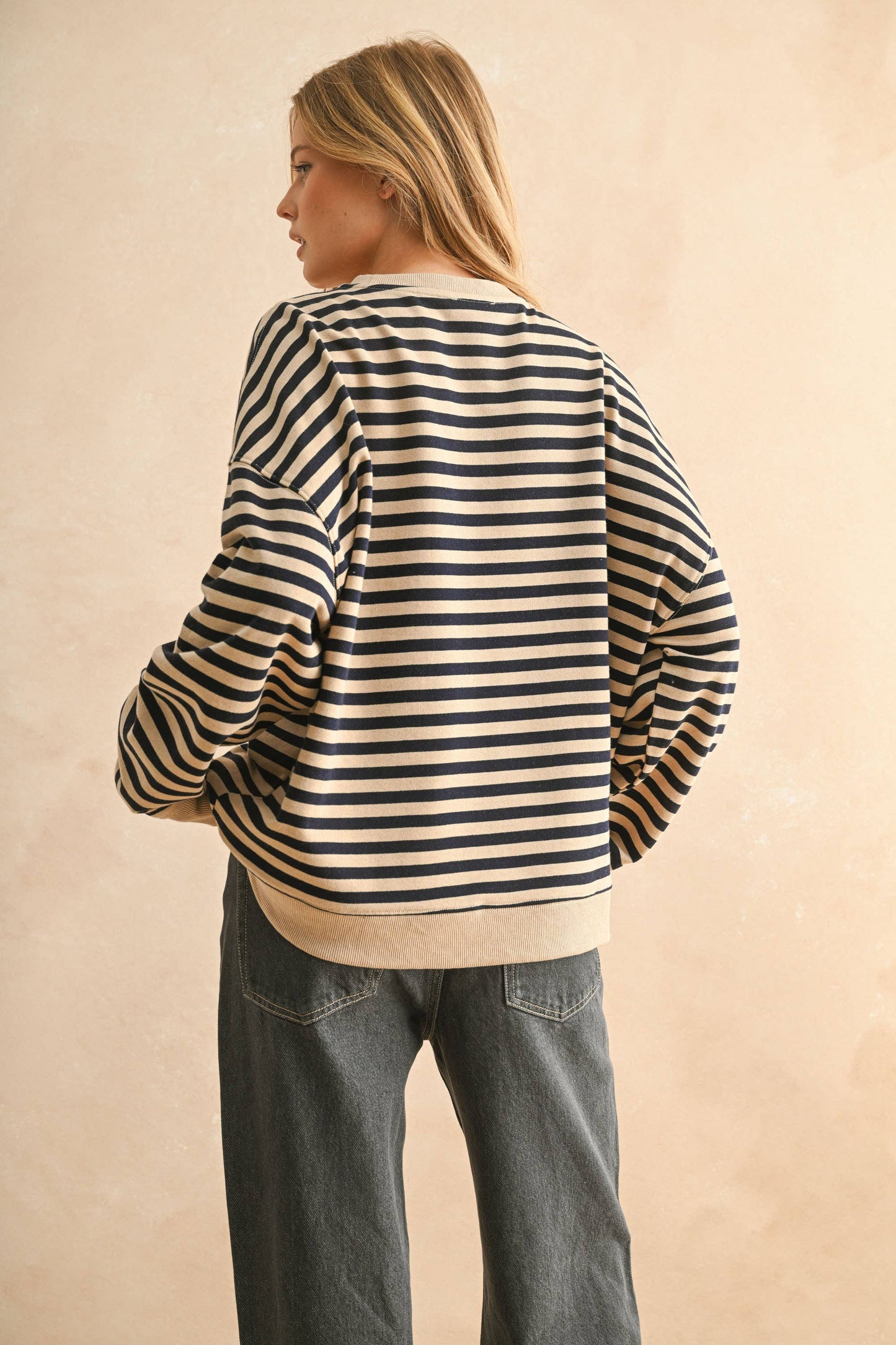 Striped Knitted Long Sleeve Pullover