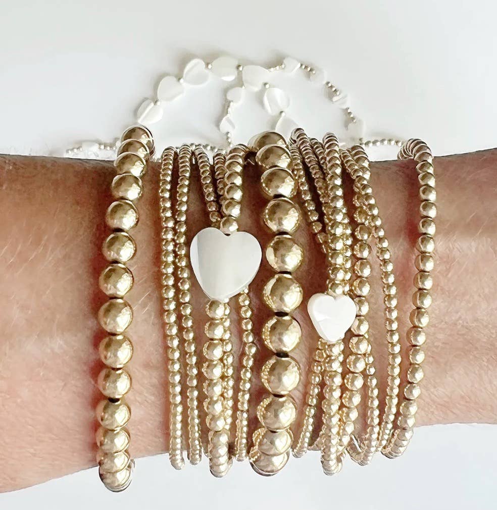 14k Gold Filled Beaded Bracelets: 5mm, size 7"