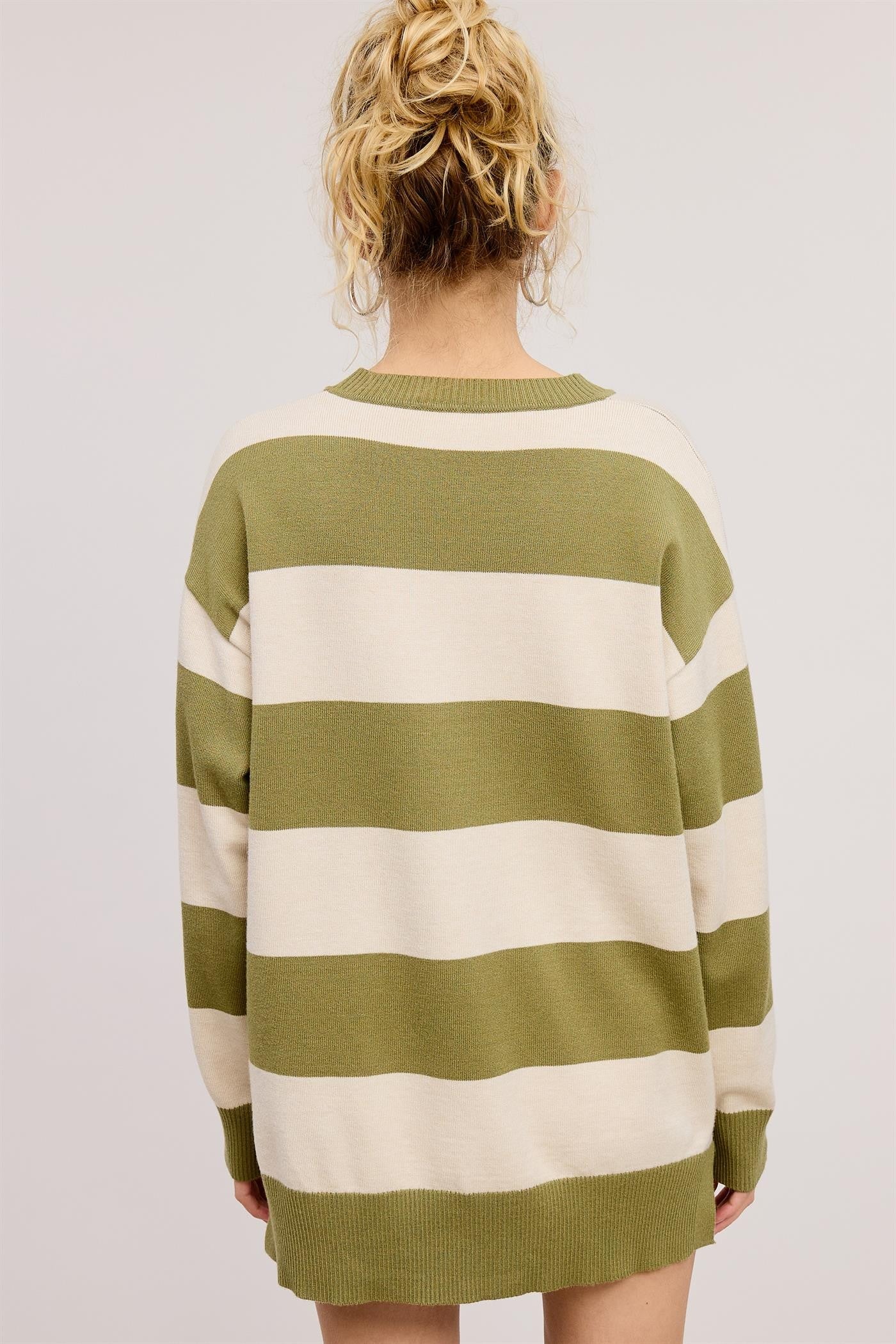 Striped Knit Sweater Shorts Matching Set