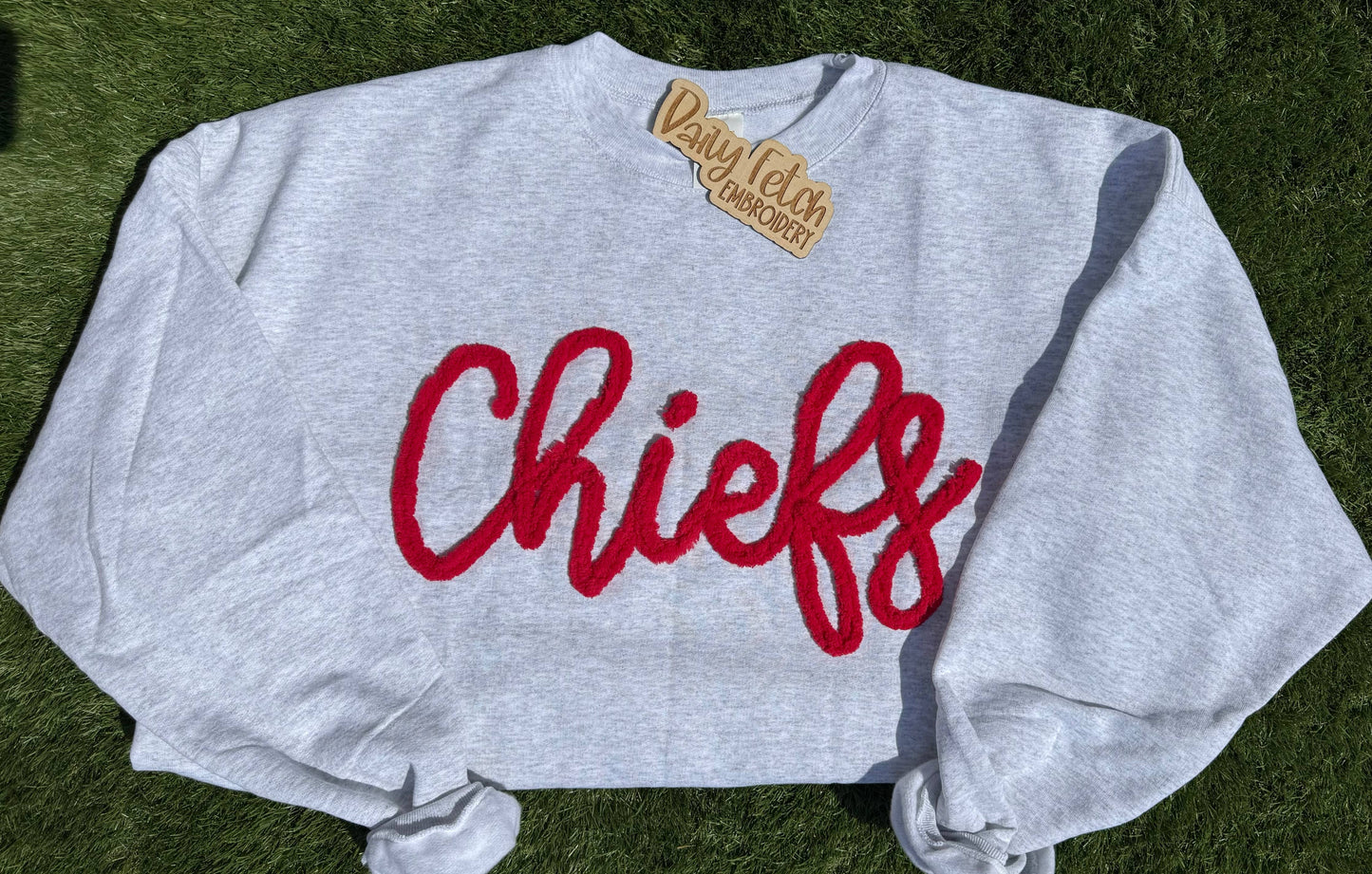 Chiefs Yarn Embroidered Sweatshirt: Grey
