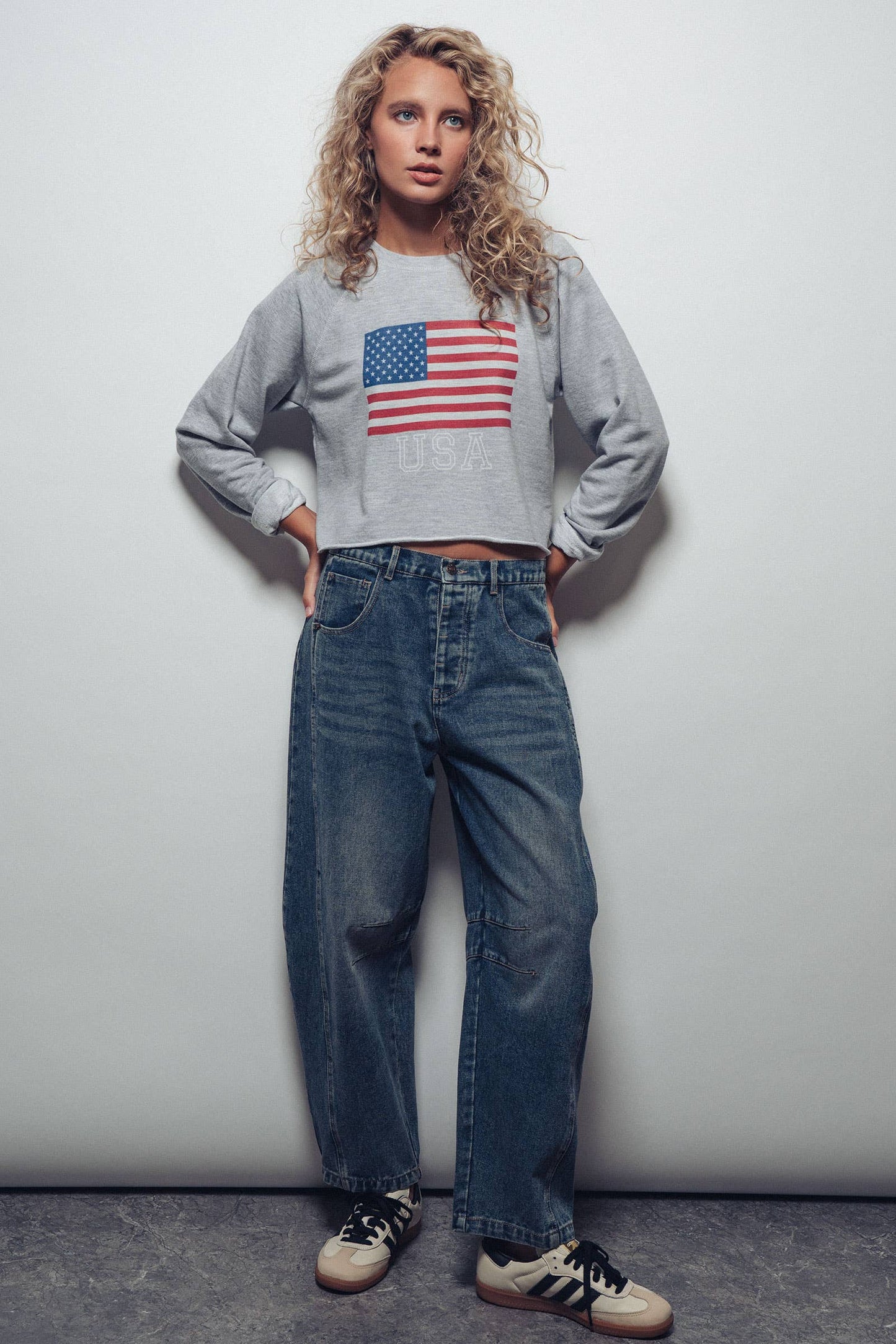 Medium Wash Barrel Leg Denim Jeans