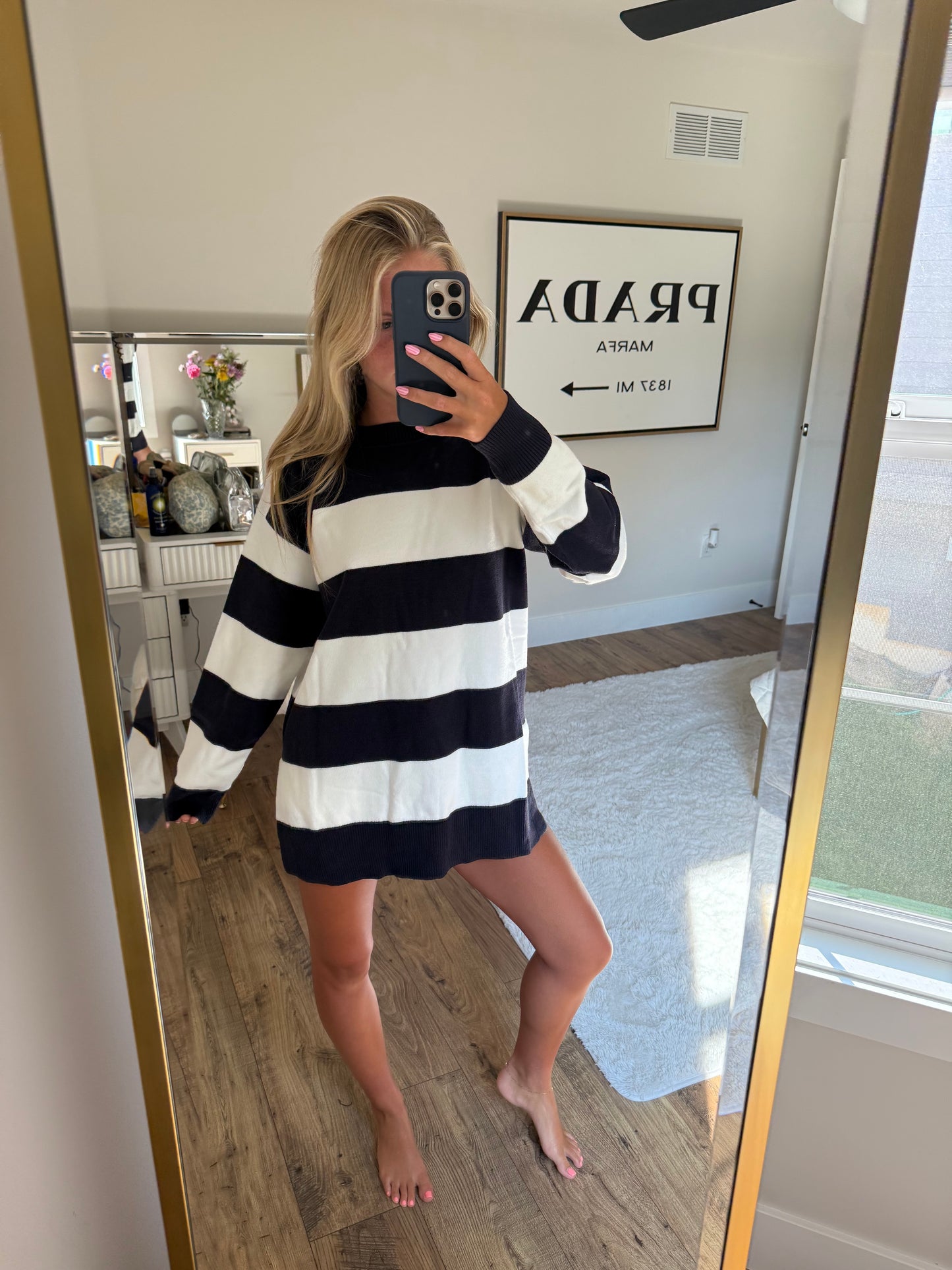 Stripe Knit Sweater and Shorts Matching Set