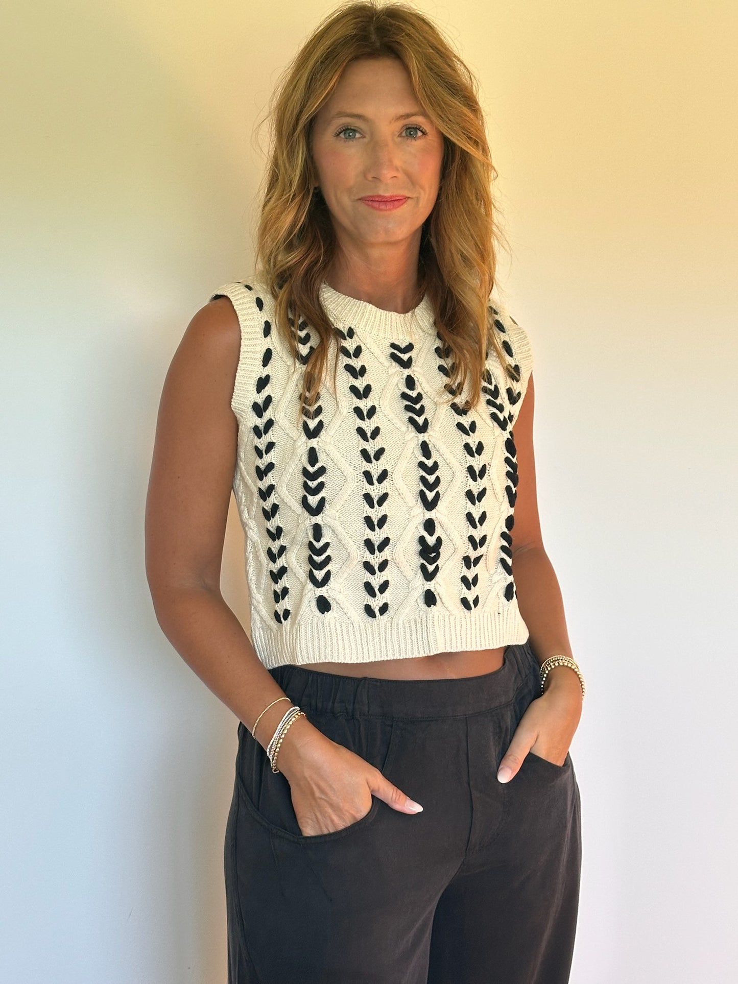 Contrast Stitch Fisherman Sweater Vest