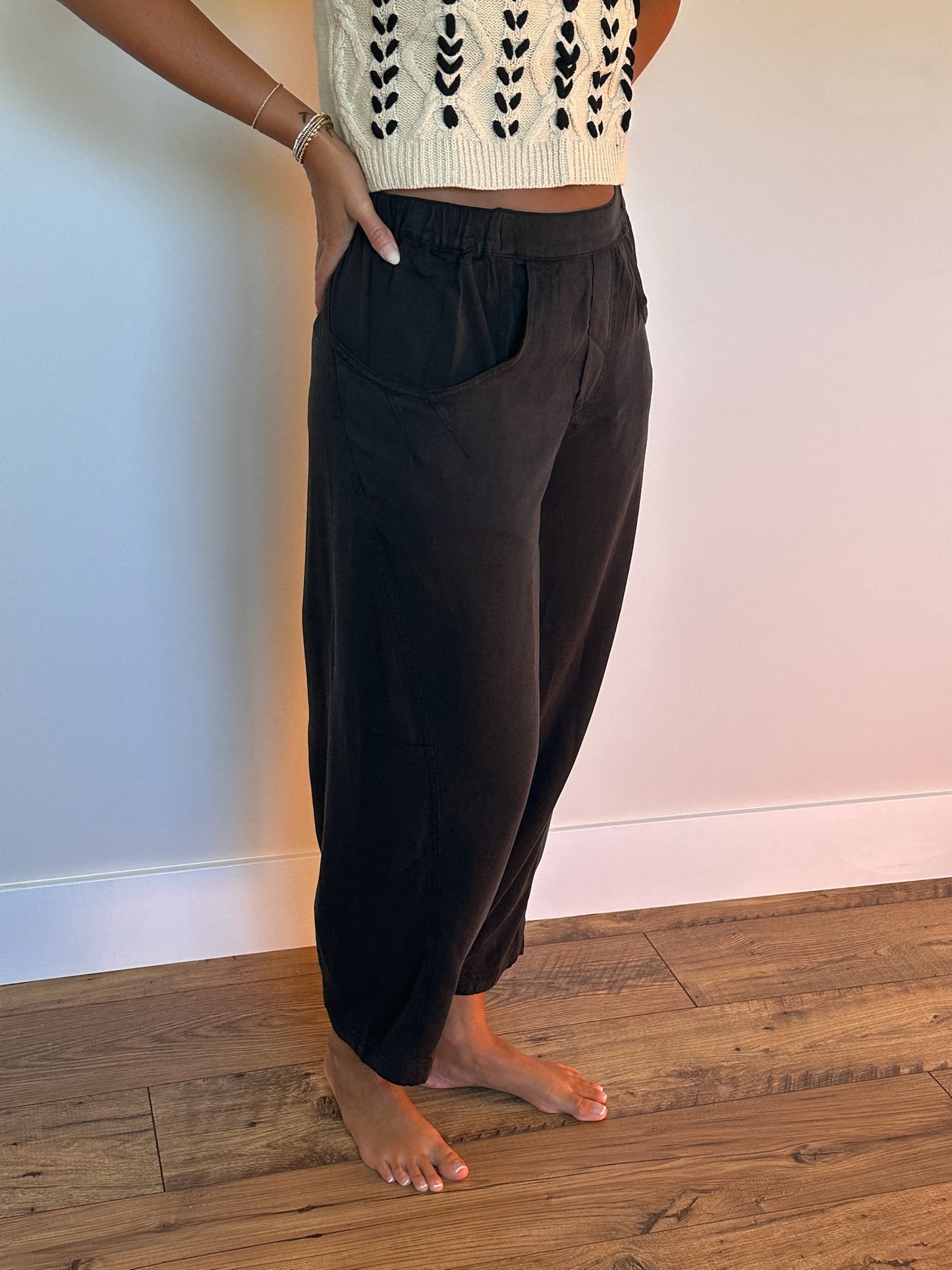 Vintage Washed Lightweight Slouchy Slant Pockets Pants