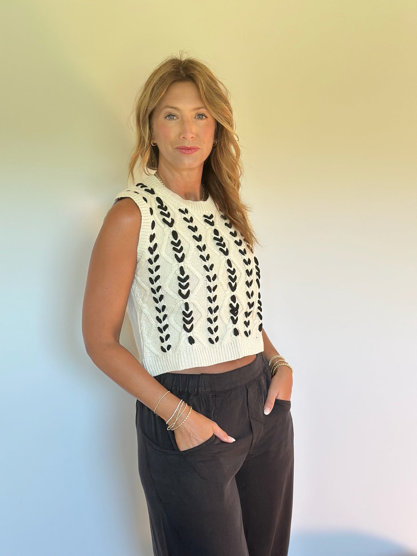 Contrast Stitch Fisherman Sweater Vest