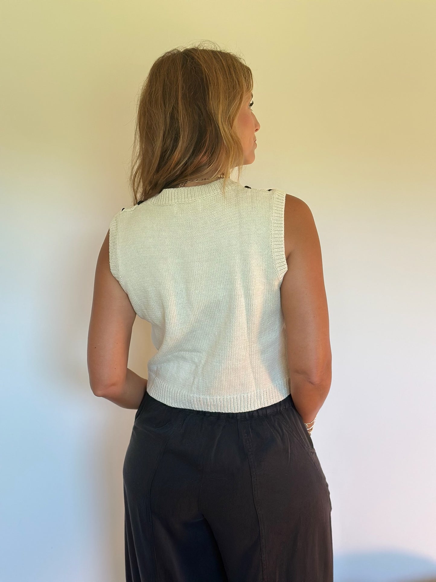 Contrast Stitch Fisherman Sweater Vest