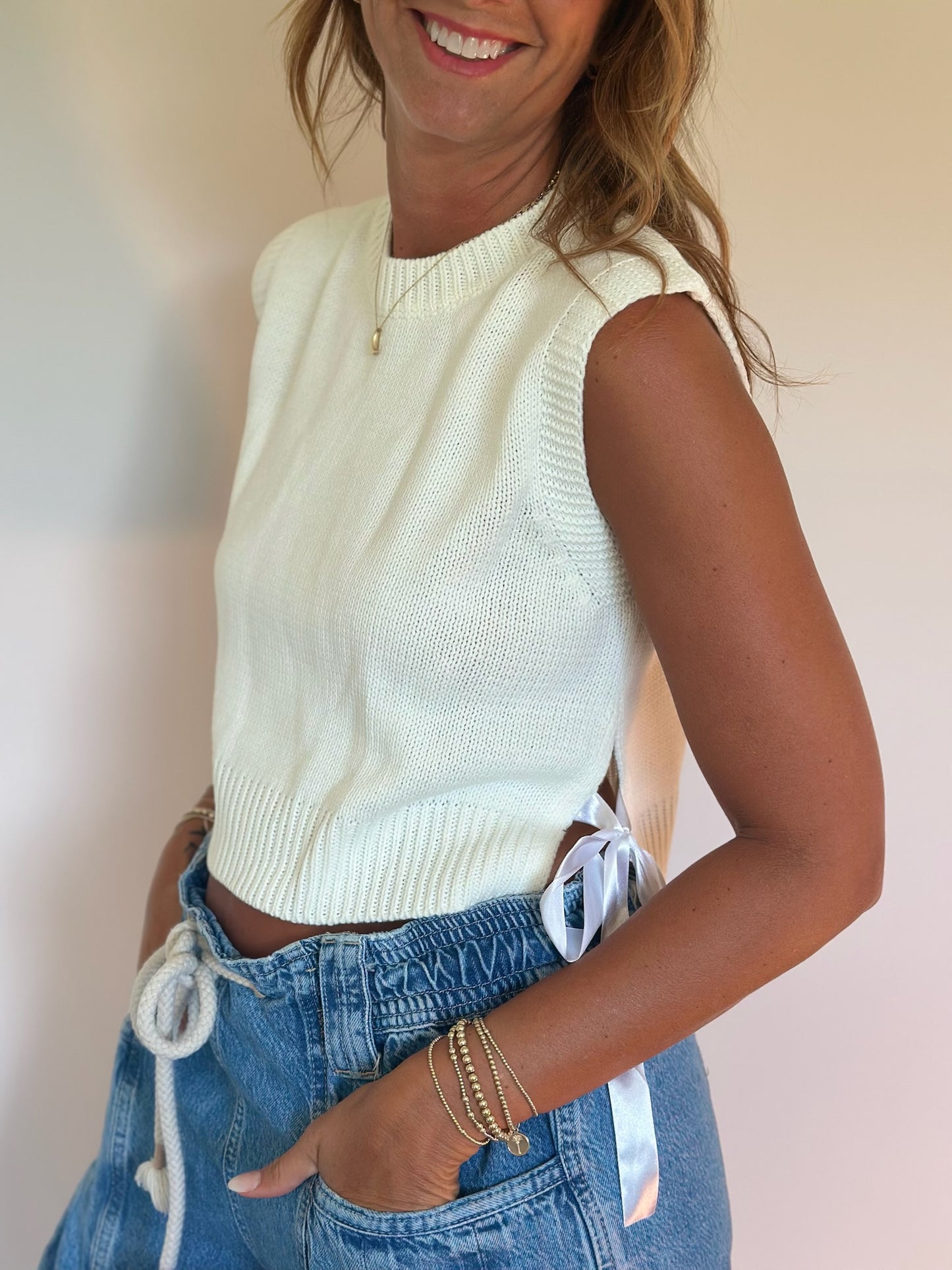 Mia Side Tie Sweater Vest