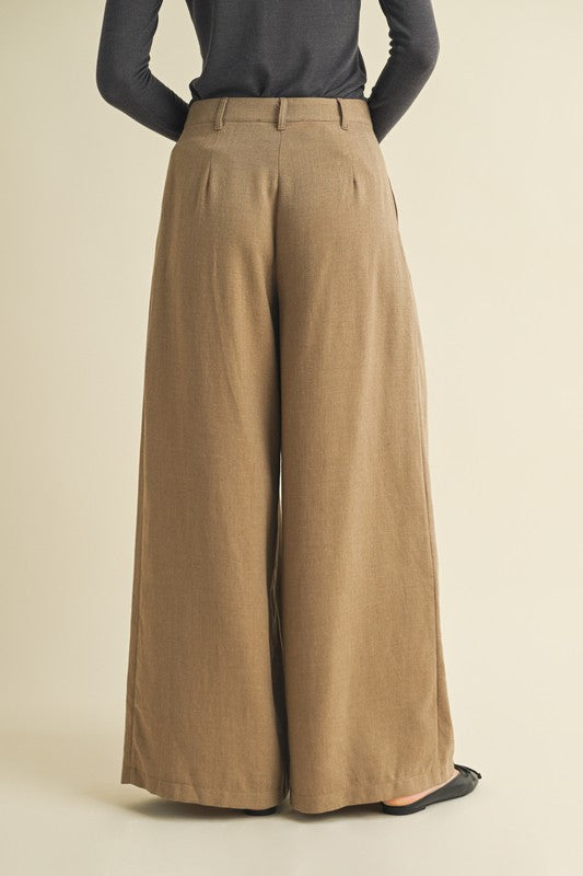 Pintuck Wide-Leg High-Waist Trousers