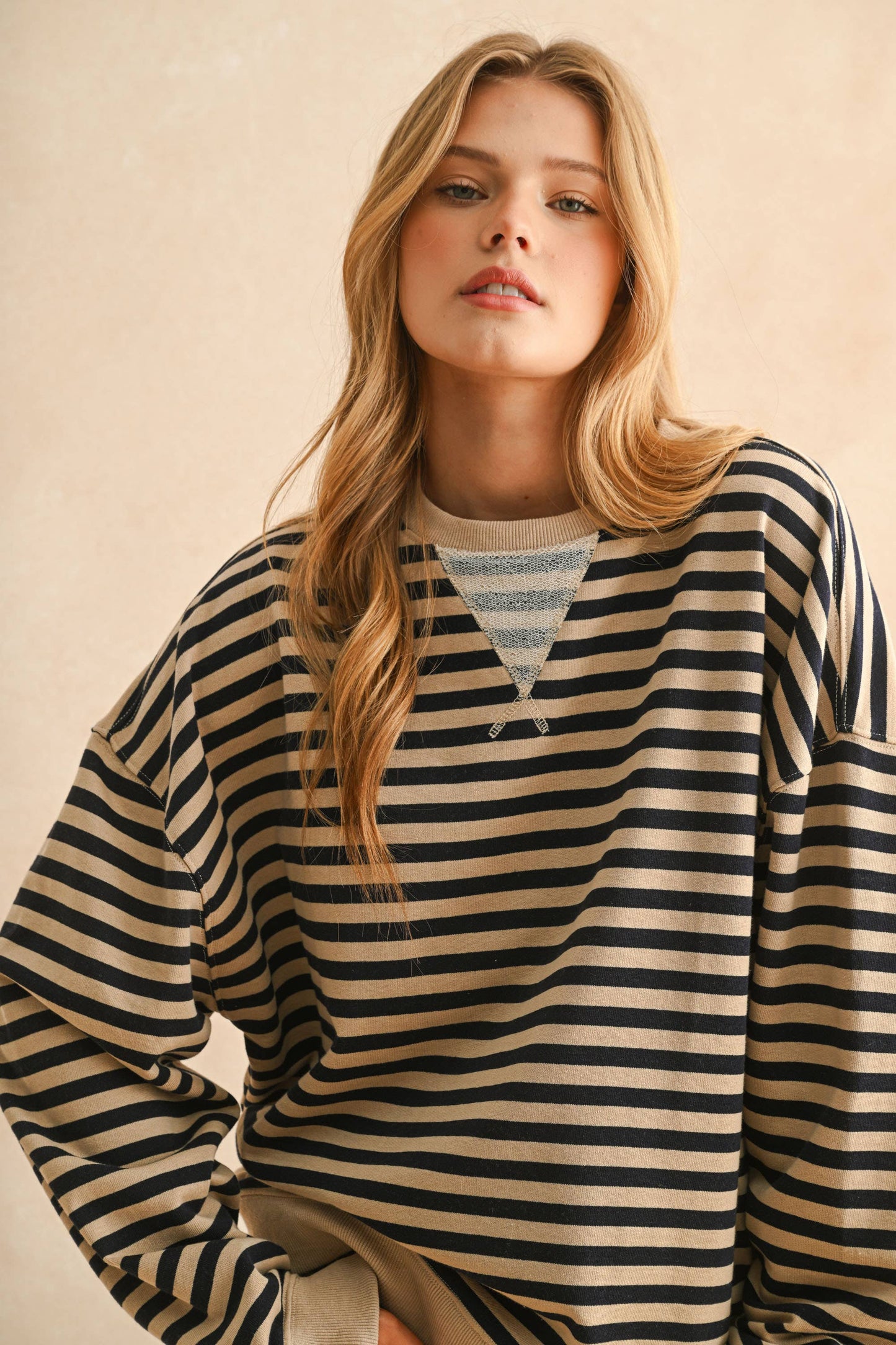 Striped Knitted Long Sleeve Pullover