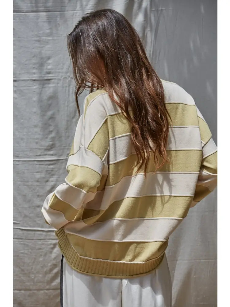 Striped Crew Neck Long Sleeve Pullover