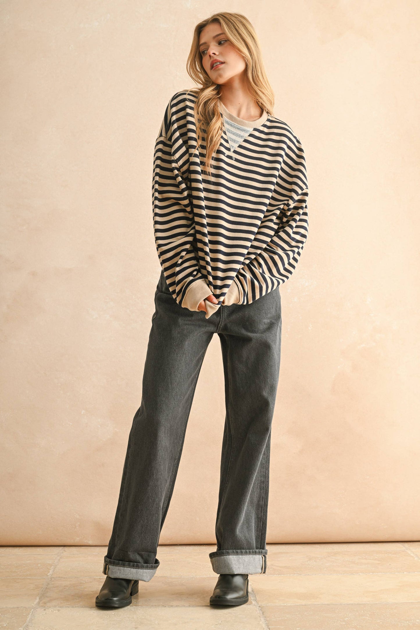 Striped Knitted Long Sleeve Pullover