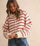 Striped Knitted Cardigan - Red