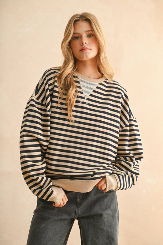 Striped Knitted Long Sleeve Pullover