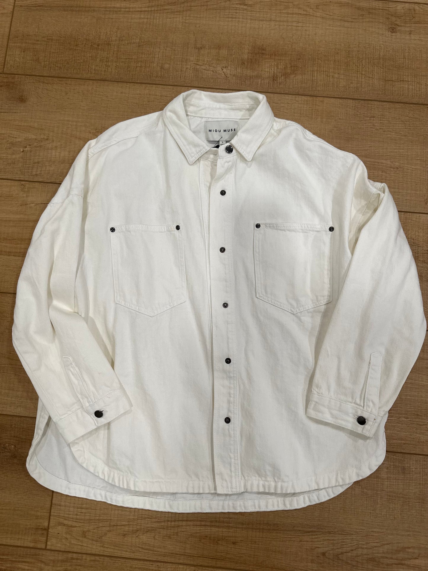 Washed Snap Button Denim Shacket