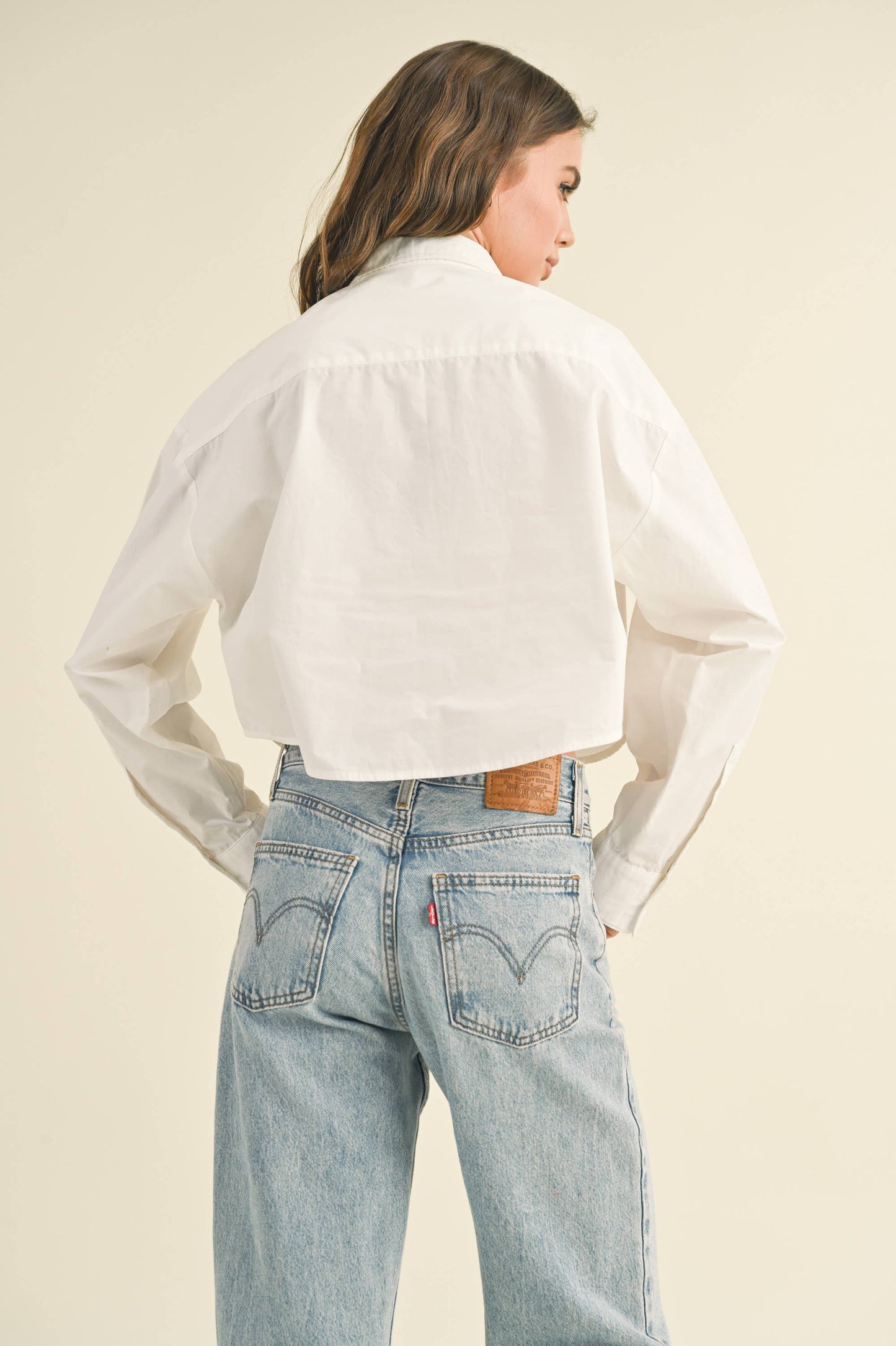 CROPPED BUTTONDOWN SHIRT: White