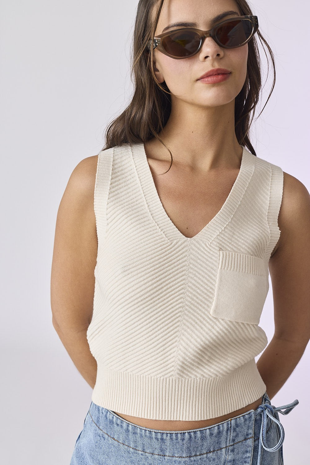 Hailey V-neck Front Pocket Tank Top