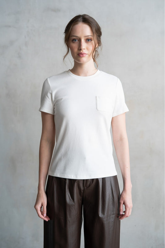 CREW NECK T-SHIRT WITH POCKET: White