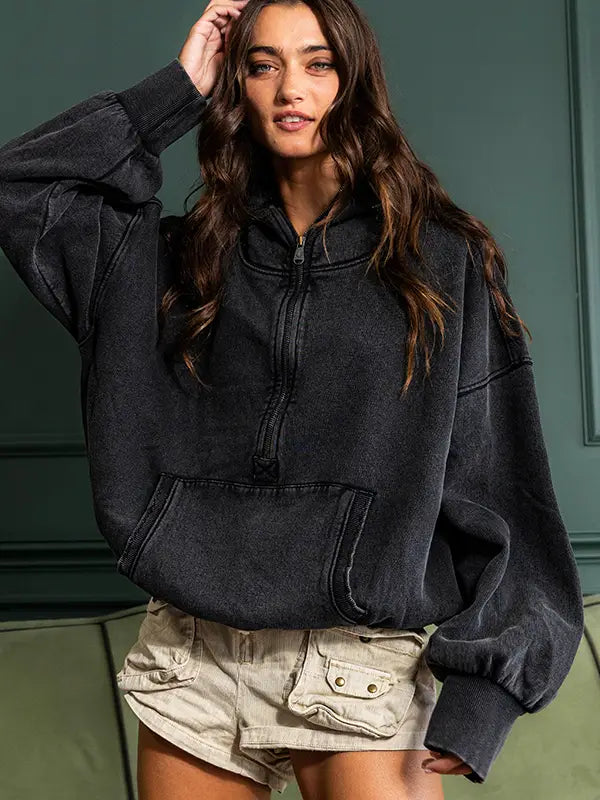 Oversize Fit Washed Pullover Hoodie