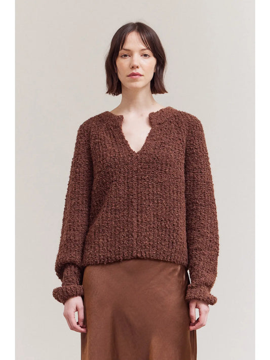 Opened V-Neck Sweater Top