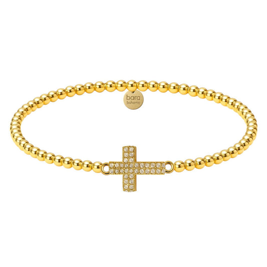 Esther Cross Charm | Gold Filled Beaded Bracelet