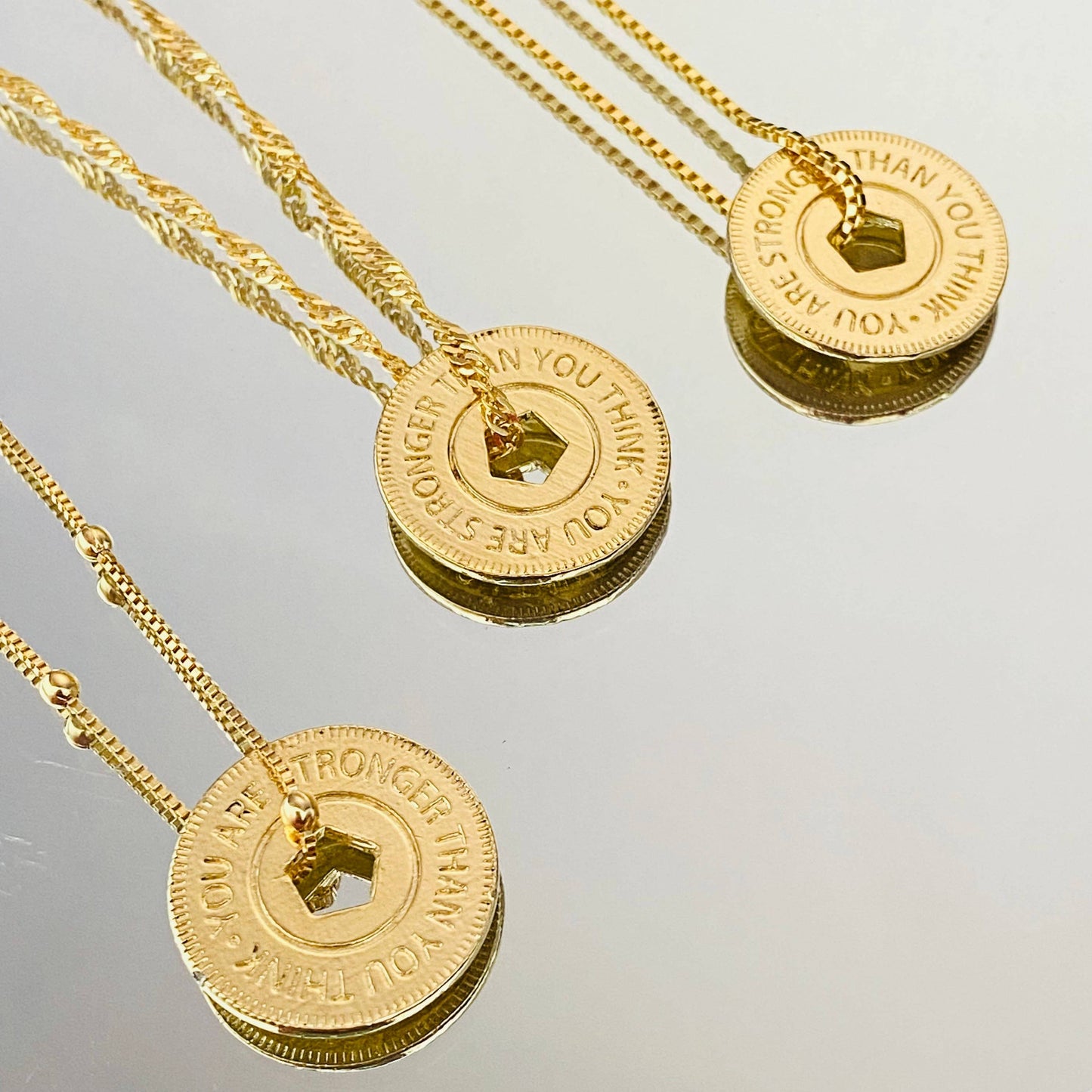 You Are Stronger Than You Think Necklace: Beaded Chain