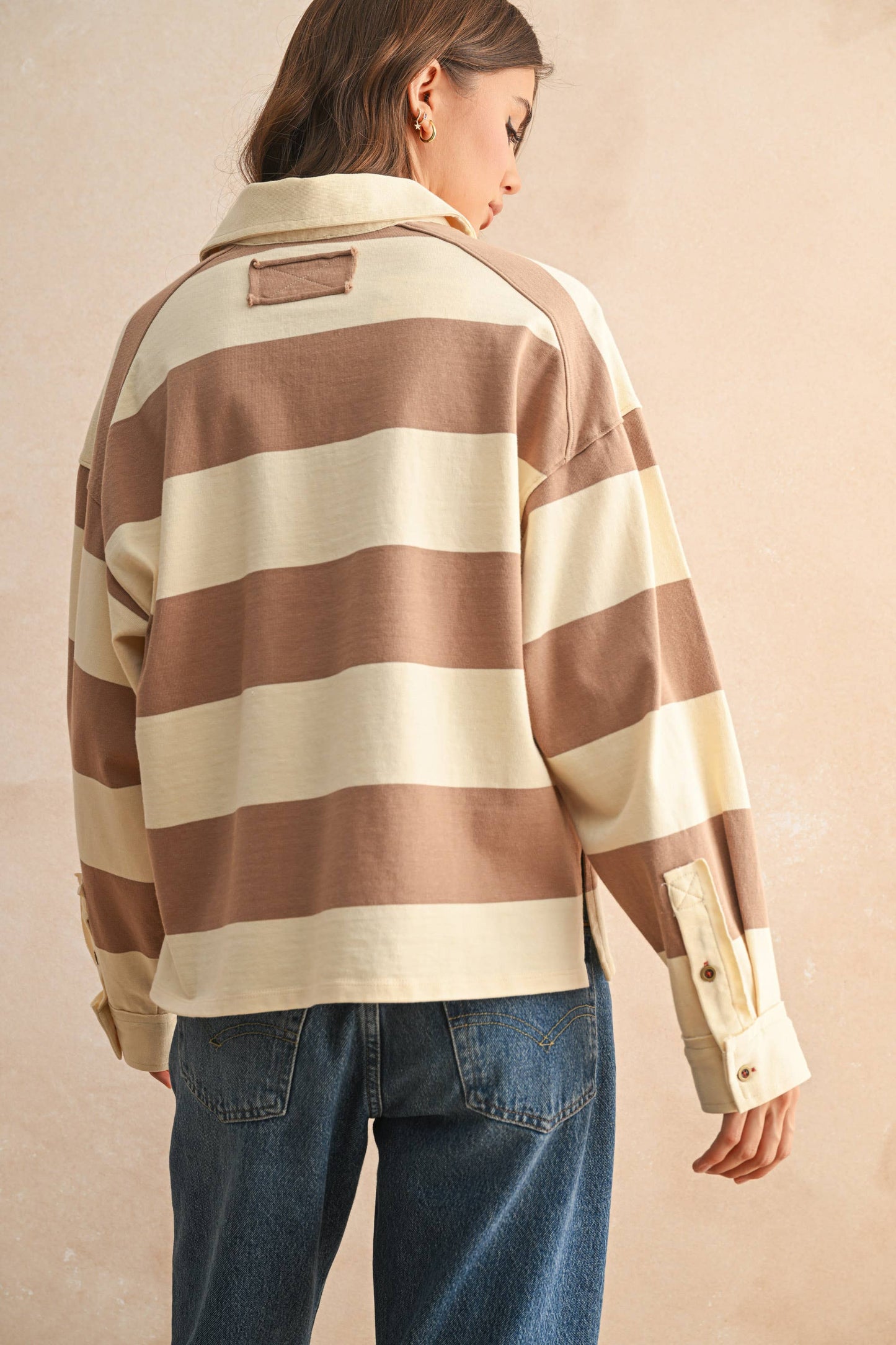 Long Sleeve Wide Panel Knit Shirt