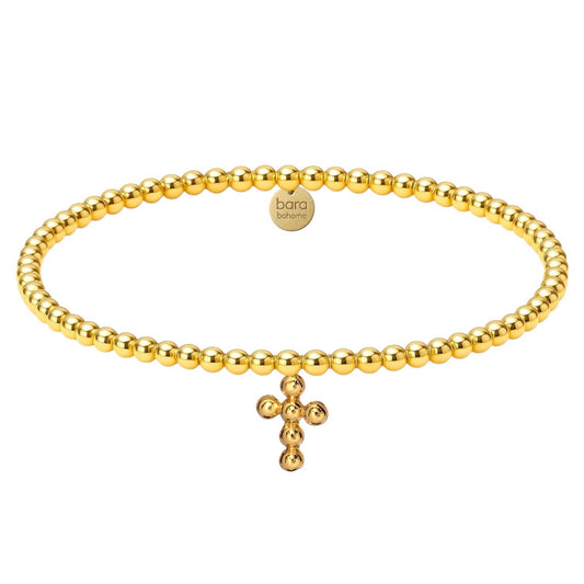 Bubble Cross Charm | Gold Filled Beaded Bracelet