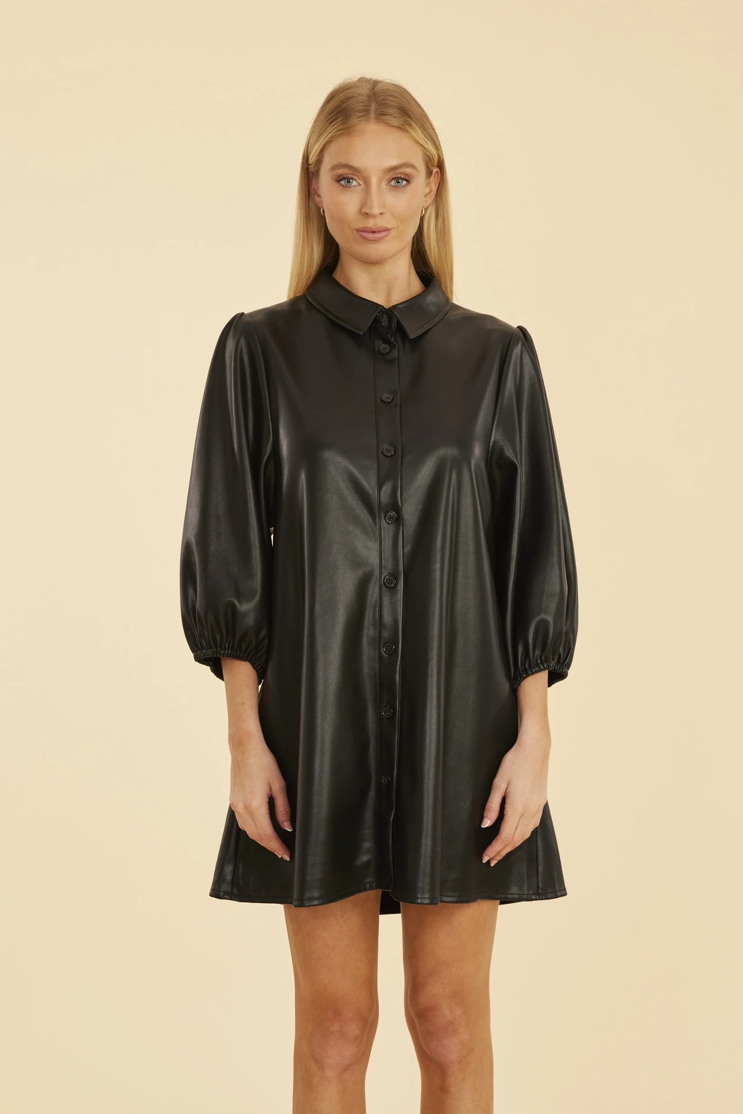 Vegan Leather Tunic/Dress: Black
