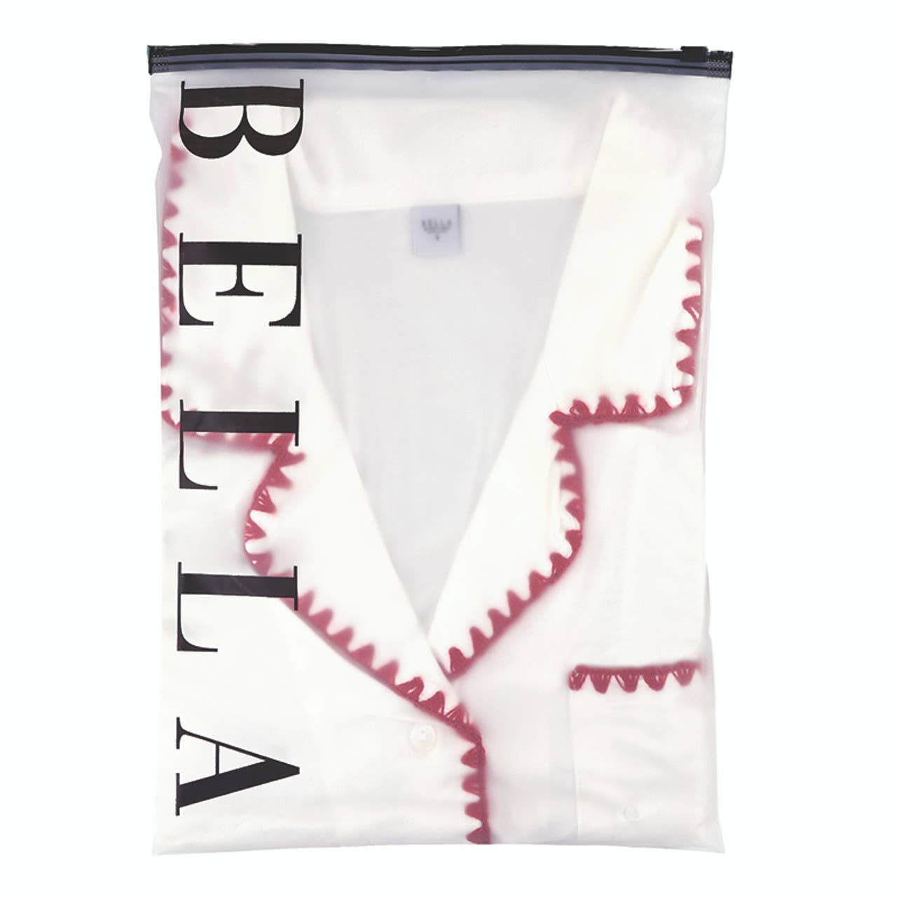 Bamboo PJ Set - White + Burgundy Whip Stitch