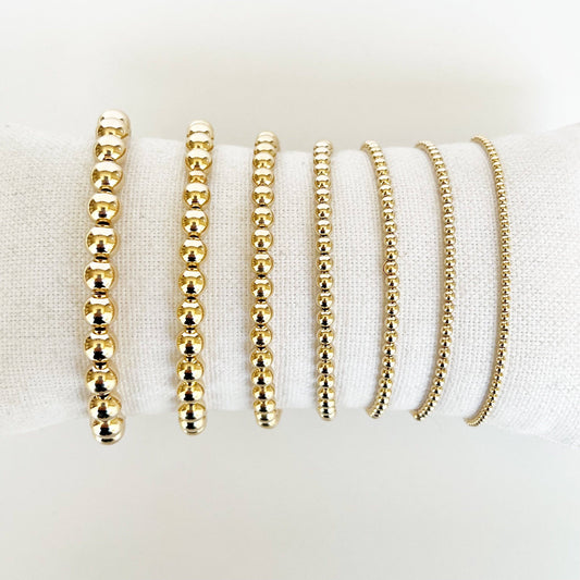 14k Gold Filled Beaded Bracelets: 5mm, size 7"