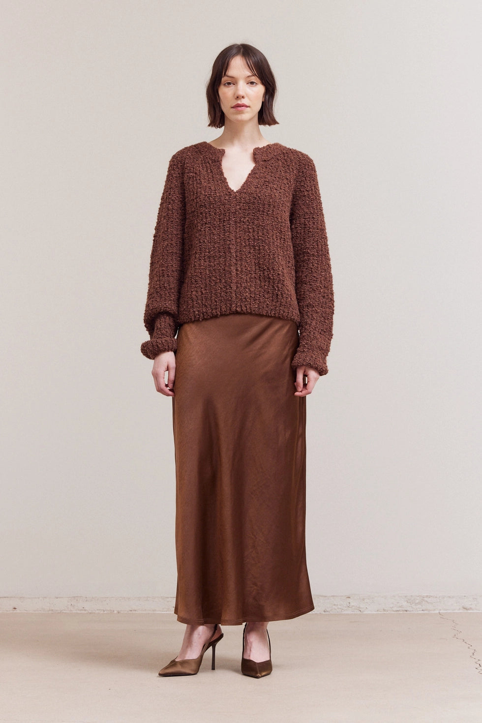 Opened V-Neck Sweater Top