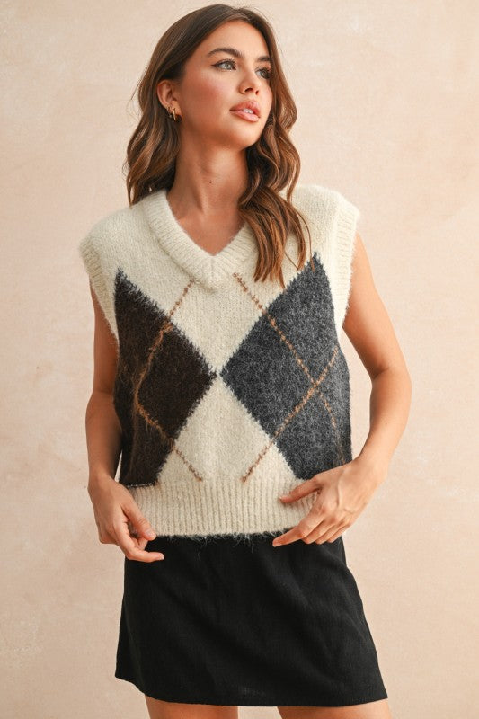 Argyle Pattern Sweater Vest