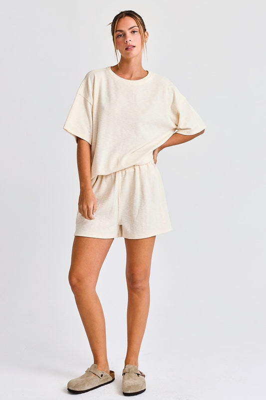 Amaya Textured Knit Top And Shorts Set