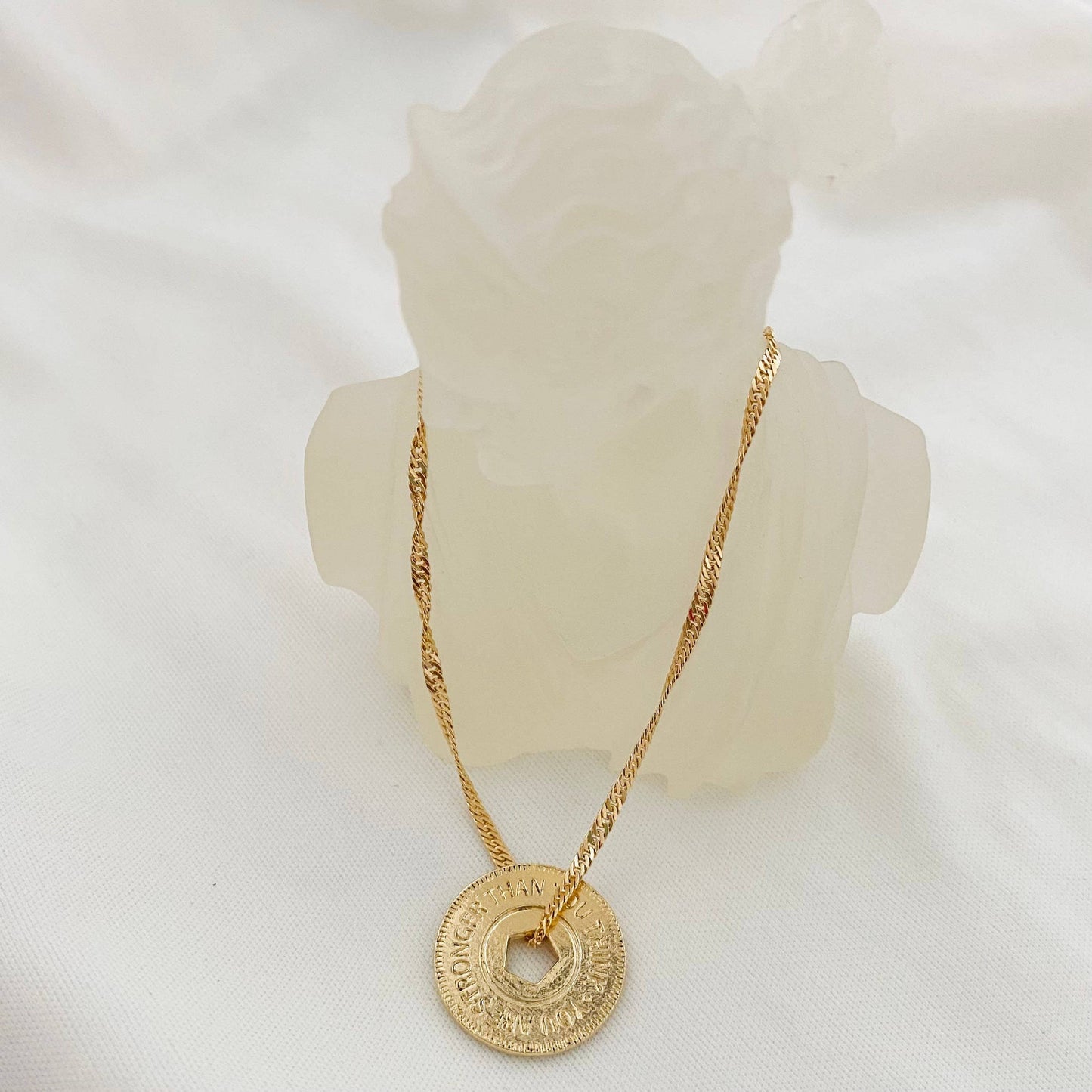 You Are Stronger Than You Think Necklace: Beaded Chain