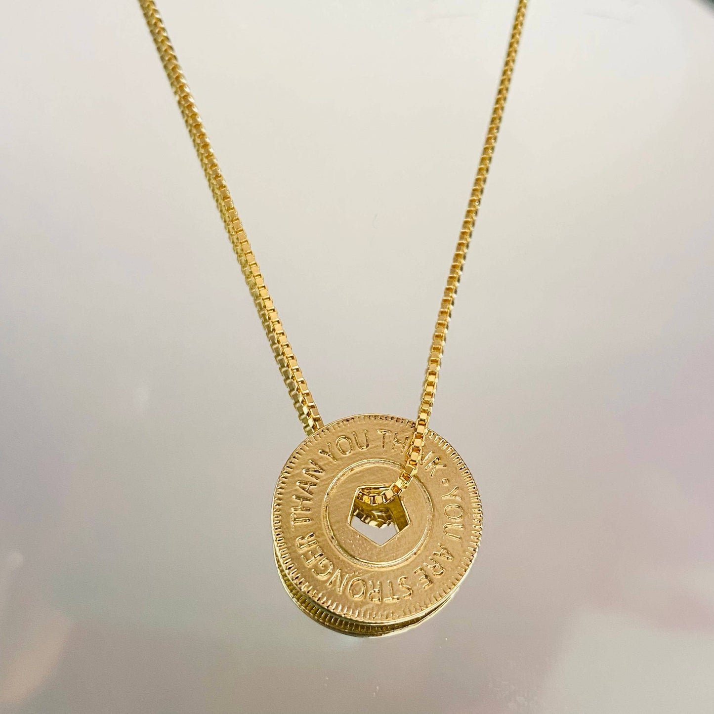 You Are Stronger Than You Think Necklace: Beaded Chain