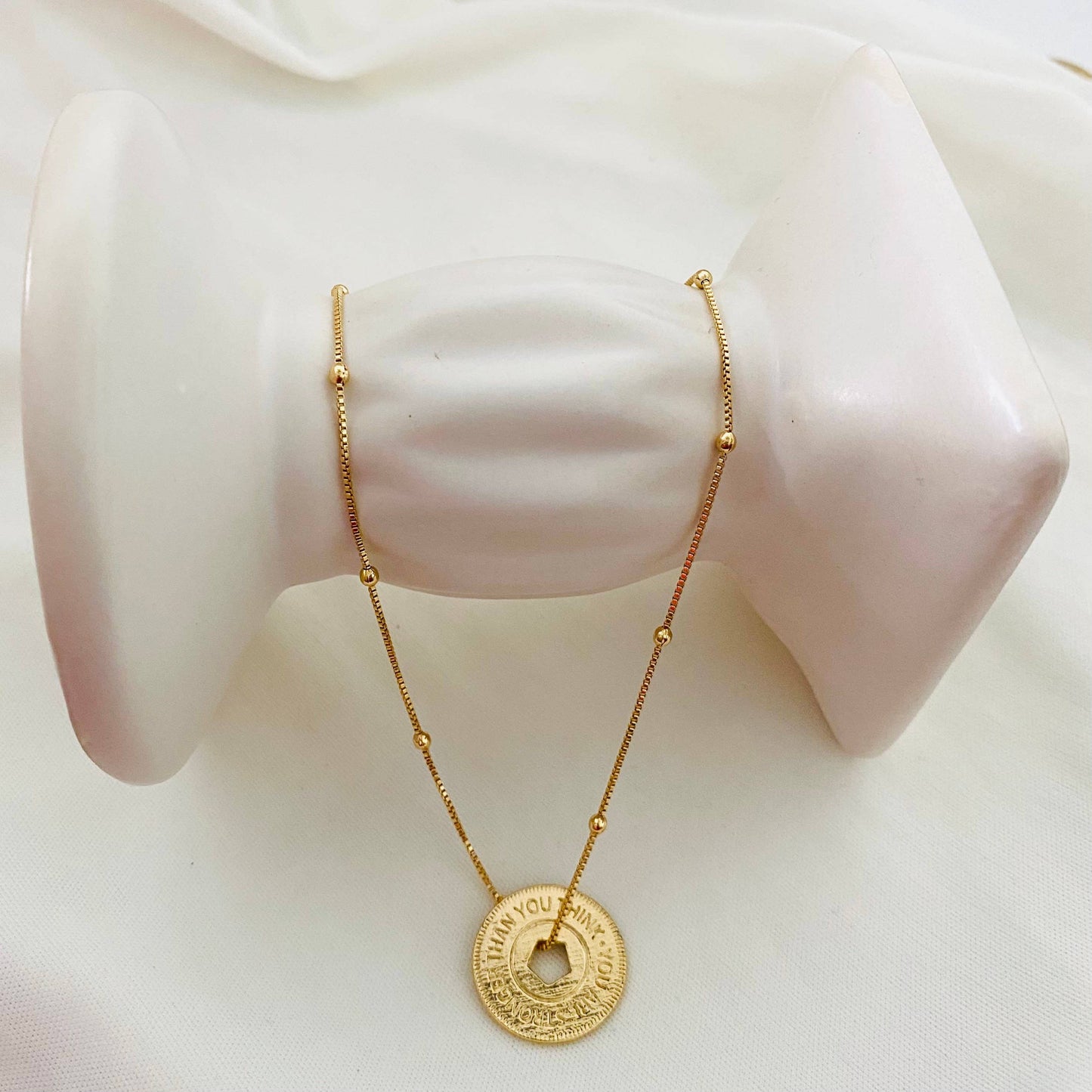 You Are Stronger Than You Think Necklace: Beaded Chain