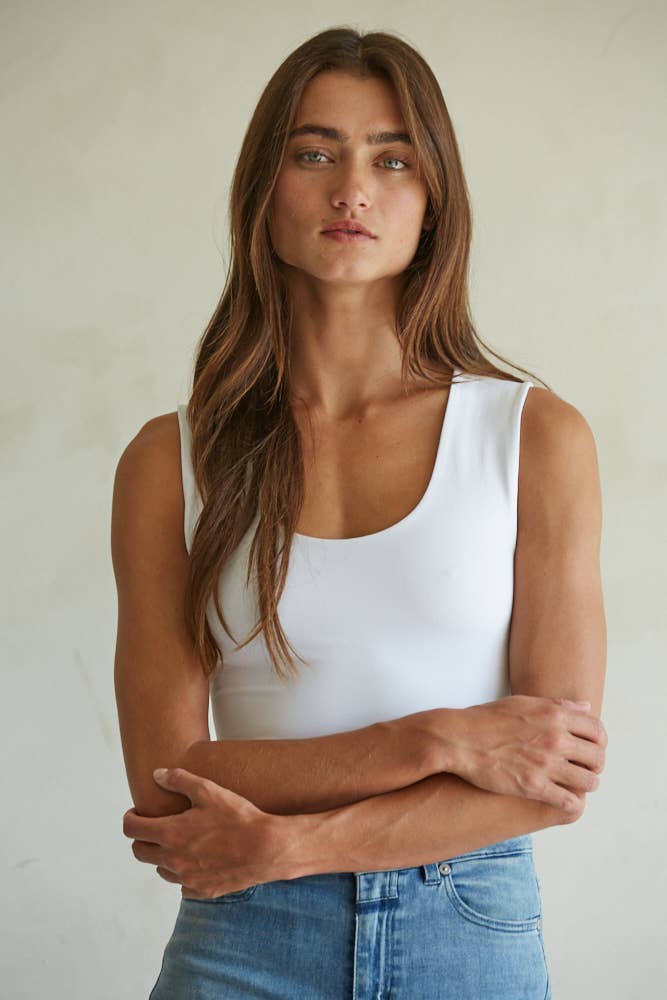 Double Layered Seamless Tank Top: White